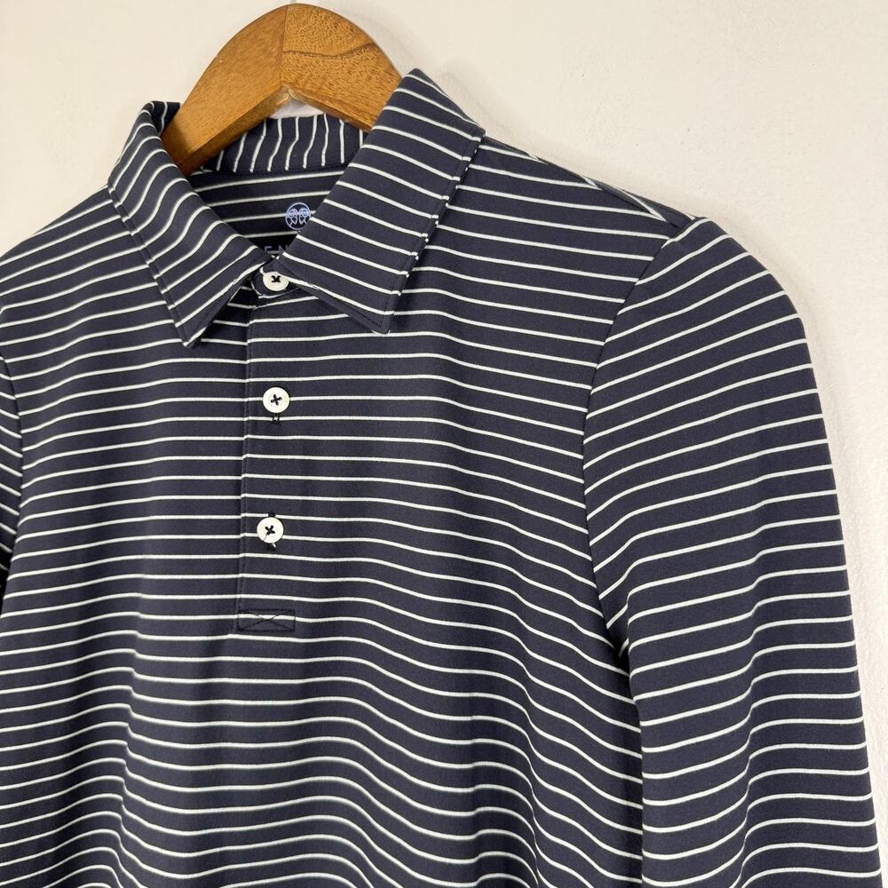 Renwick Polo Shirt Womens Small Blue Stripe Long Sleeve Stretch Golf Performance